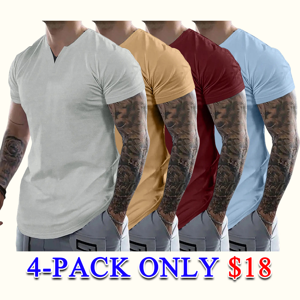 Men's Muscle Slim Fitted V-Neck T-Shirt Short Sleeve Soft Athletic Tee for Gym & Daily Wear