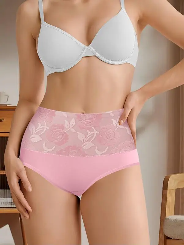 Women's 12-Pack High Waist Cotton Briefs – Tummy Control Hip Lifting Colorblock Printed Underwear S-XXL
