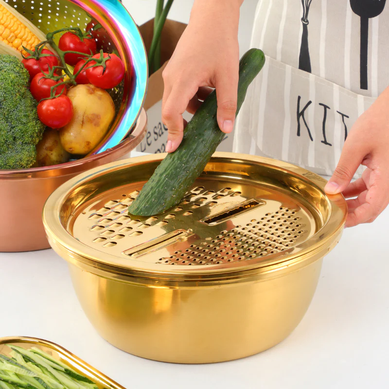 Stainless Steel Strainer-Grater Bowl