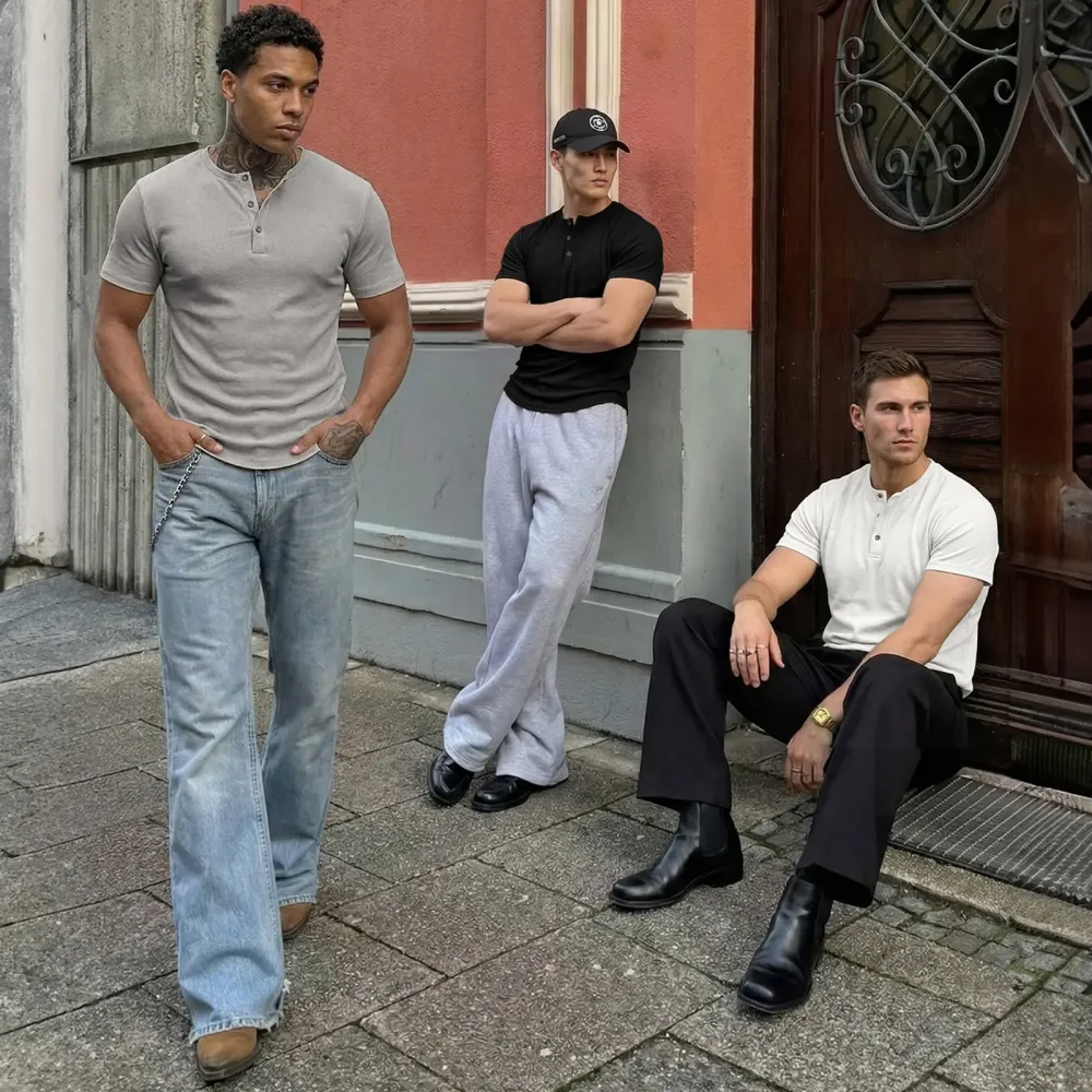 🔥2026 Flash Sale🔥Men's Muscle Slim Fit Button Henley Shirt