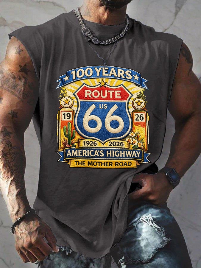 Men's Route 66 Centennial Mother Road Printed Casual T-shirt
