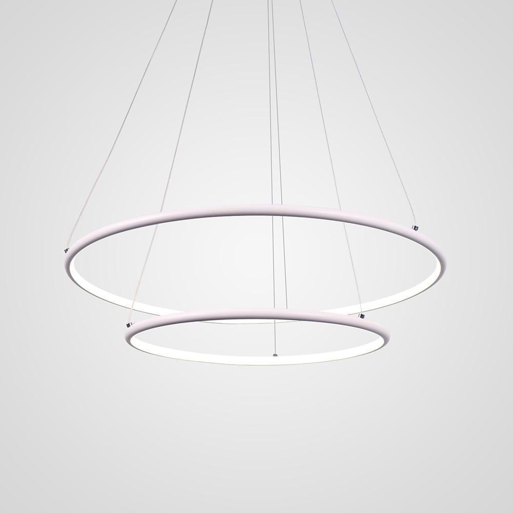 2 Ring Aluminum Minimalist Style Semi Flush Mount Chandelier LED Ceiling Light