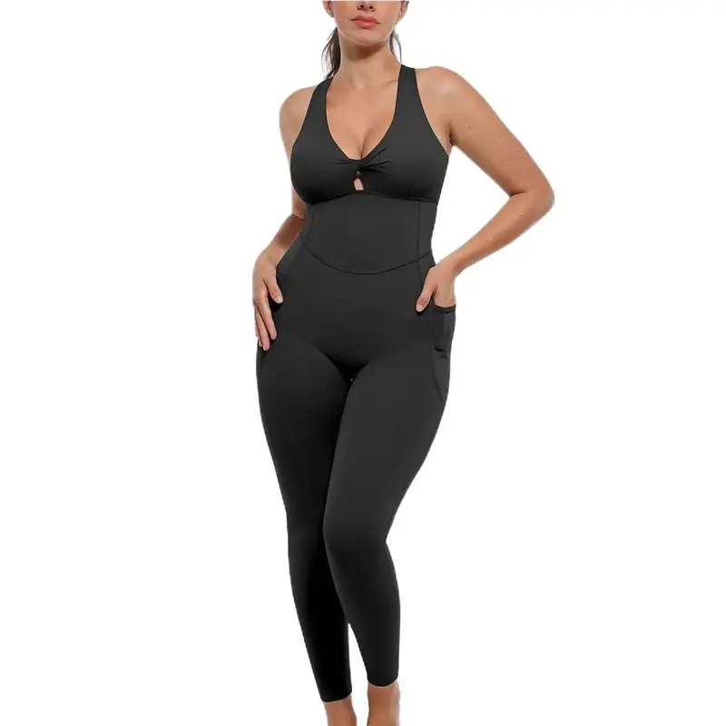 Deep V Shapewear with Chest Support Breathable High-Waisted Tummy Control Jumpsuit