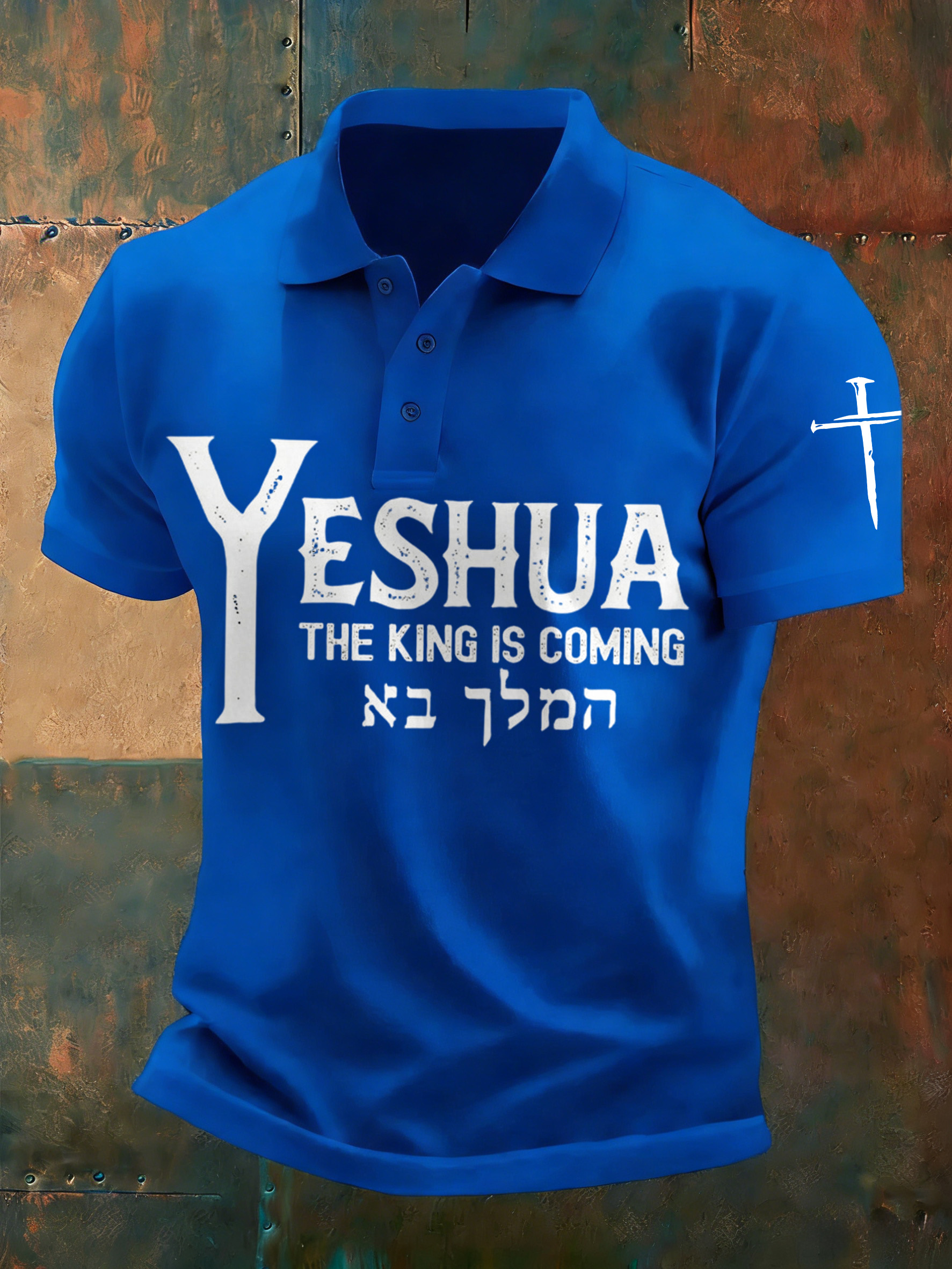 Men'S Casual Faith Jesus Collar Button Polo Shirt