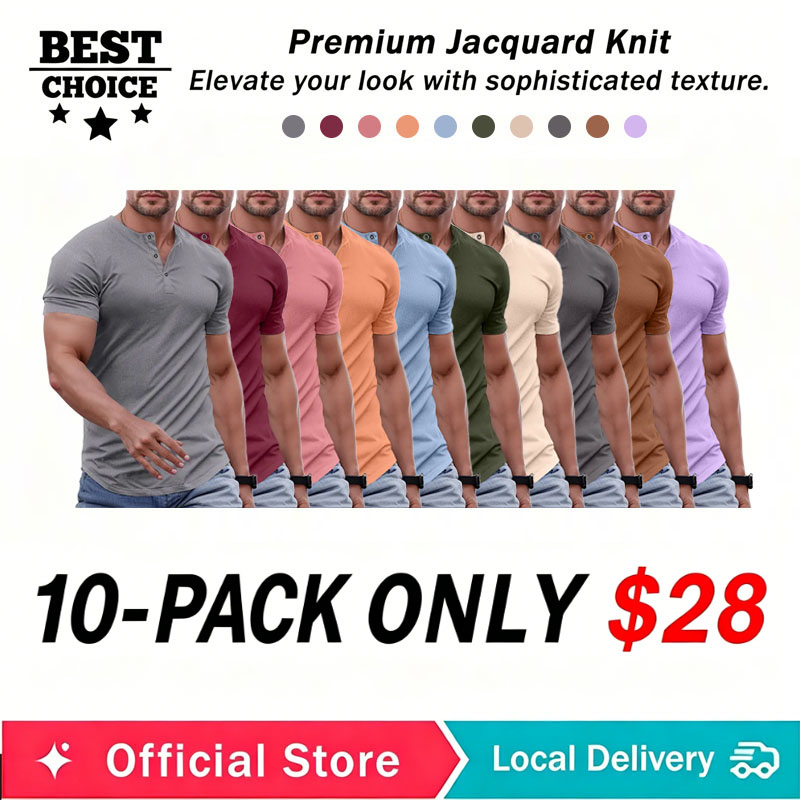 🔥2026 Flash Sale🔥Men's Muscle Slim Fit Button Henley Shirt