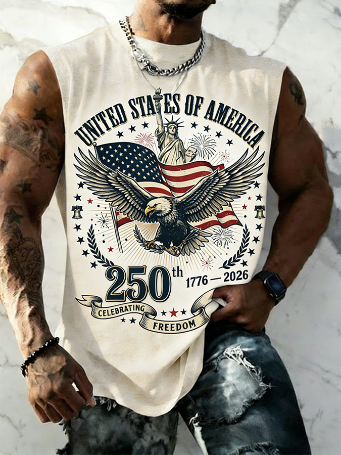 Men's USA 1776-2026 Bald Eagle Sleeveless Tank Top