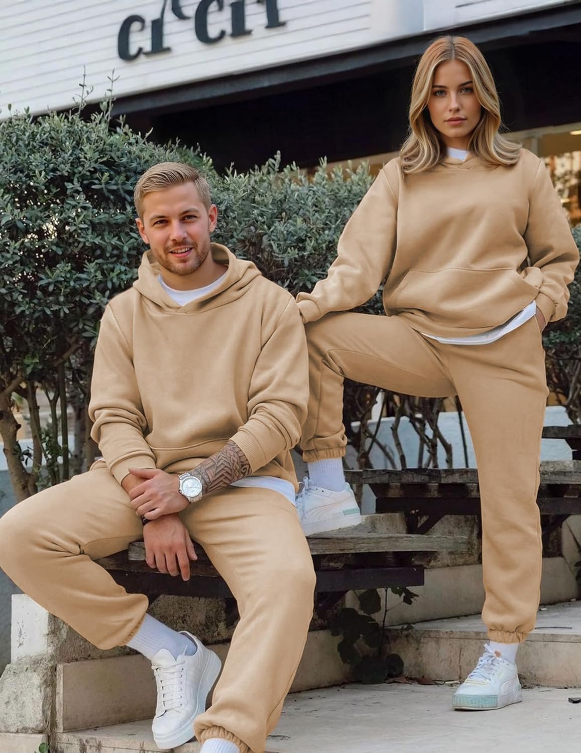 JMIERR Men's 2 Piece Outfits Hoodie Sweatshirt Tracksuit & Joggers Sweatpants Sweatsuit Set