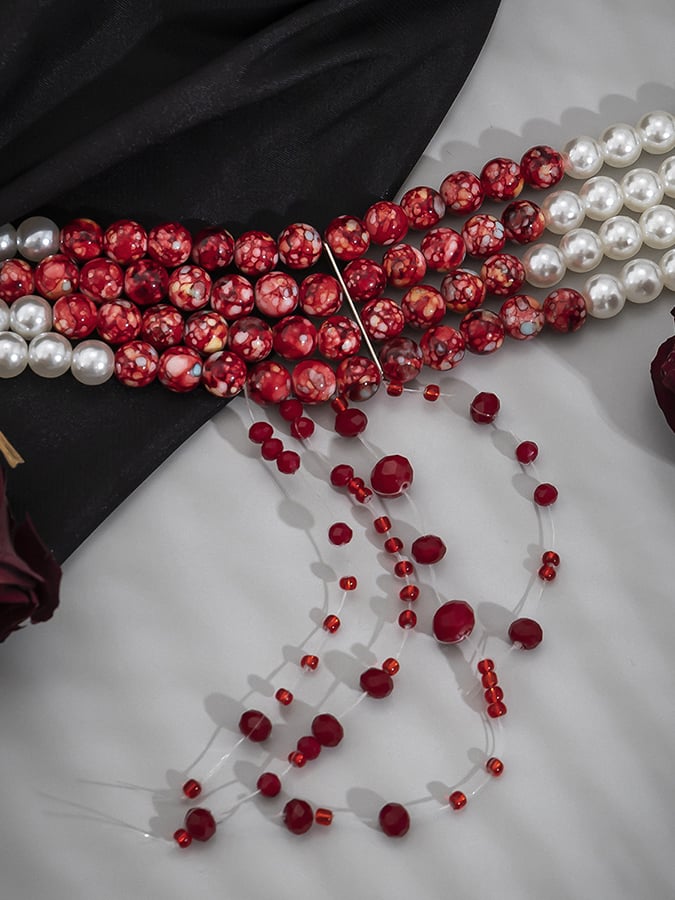 Halloween Gothic Dark Blood Faux Pearl Choker