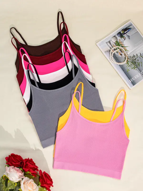 Women's Solid Wireless Bra, Stretchy Comfortable Breathable Bra