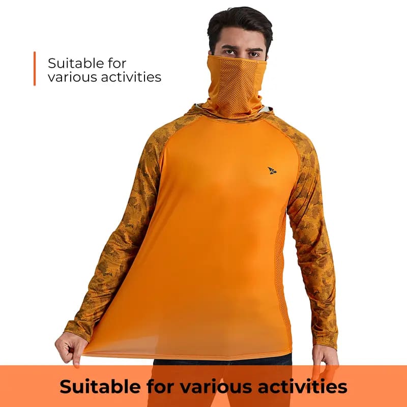 Men's Sun Protection Hoodie (with Face Mask/Neck Gaiter) — UPF 50+ UV Protection, Long Sleeve, Lightweight, Quick-Drying, Moisture-Wicking, Breathable & Cooling