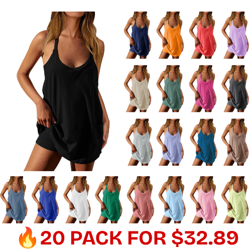 Womens Athletic Dress Built in Shorts Hot Shot Mini Dress Spaghetti Straps Tennis Workout 2026 Summer Romper Dress