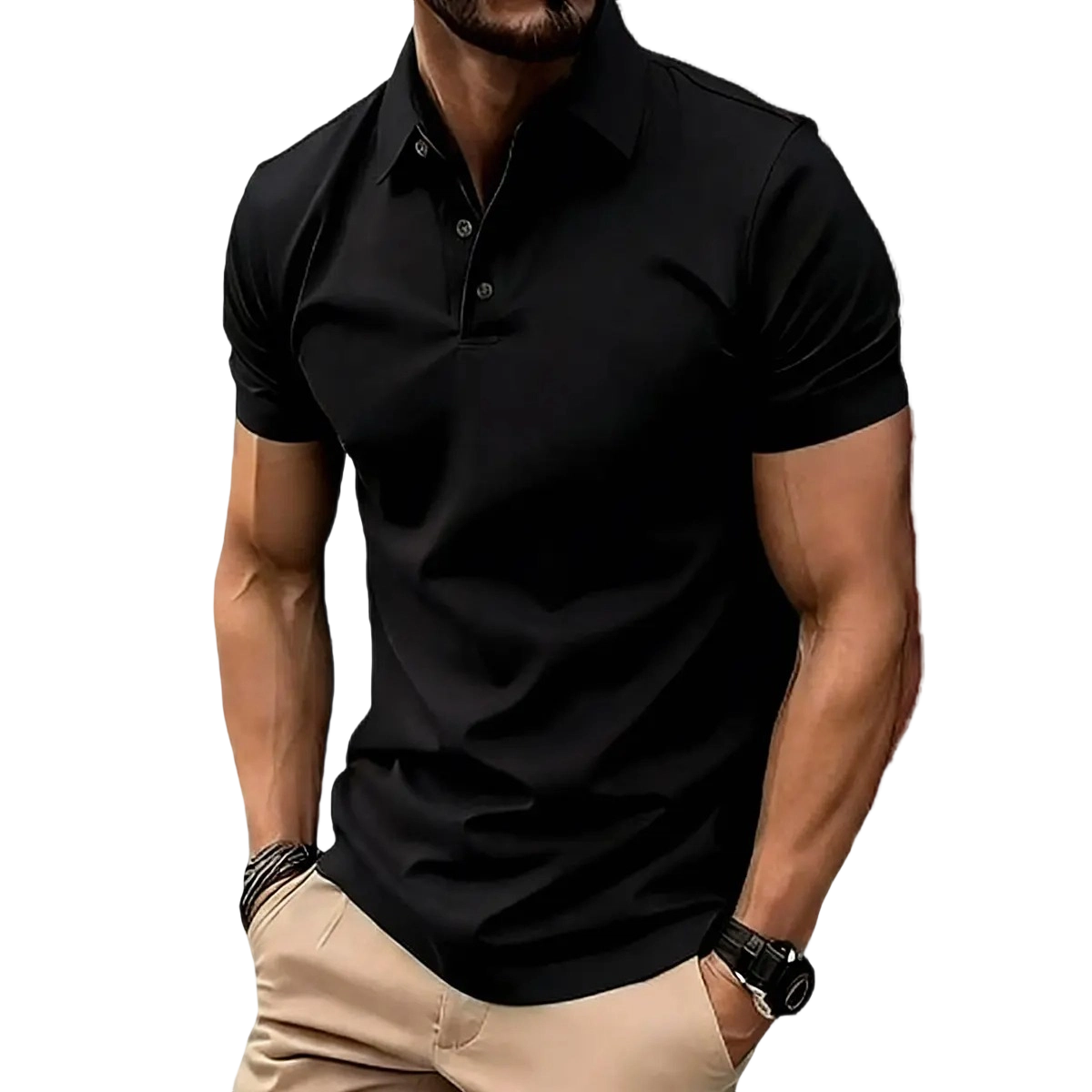 Men's Casual Solid Color Polo Shirt - 100% Polyester 150 GSM, Versatile for Golf, Bowling & Summer Business