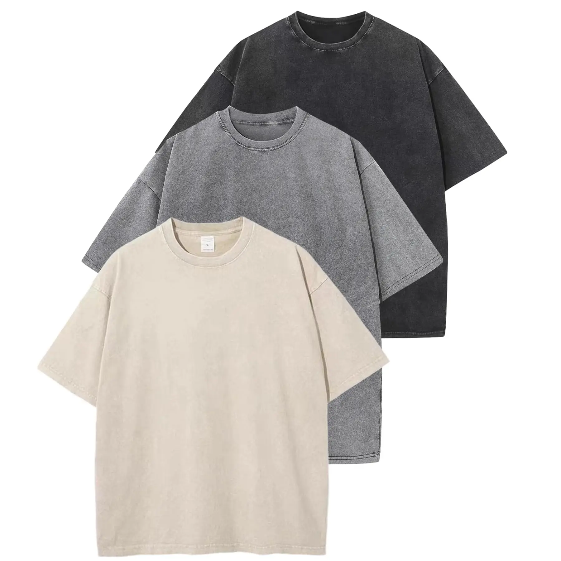 Women's Oversized T Shirts Acid Wash Cotton Crew Neck Half Short Sleeve Summer Unisex Tees Casual Loose Fit Solid Streetwear Comfortable Tops Basic Womenswear Plain Tshirt