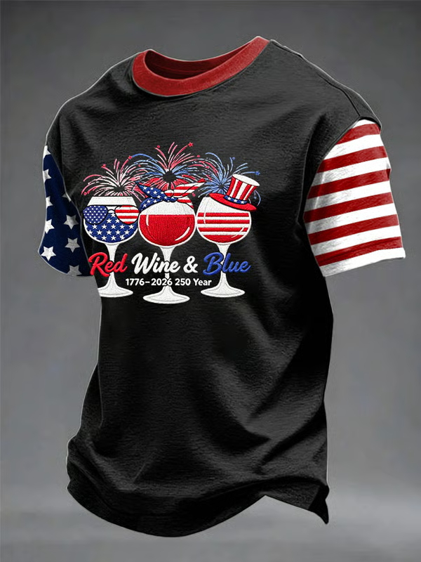 Men'S Casual American 1776-2026 Anniversary Printed Short Sleeved T-Shirt
