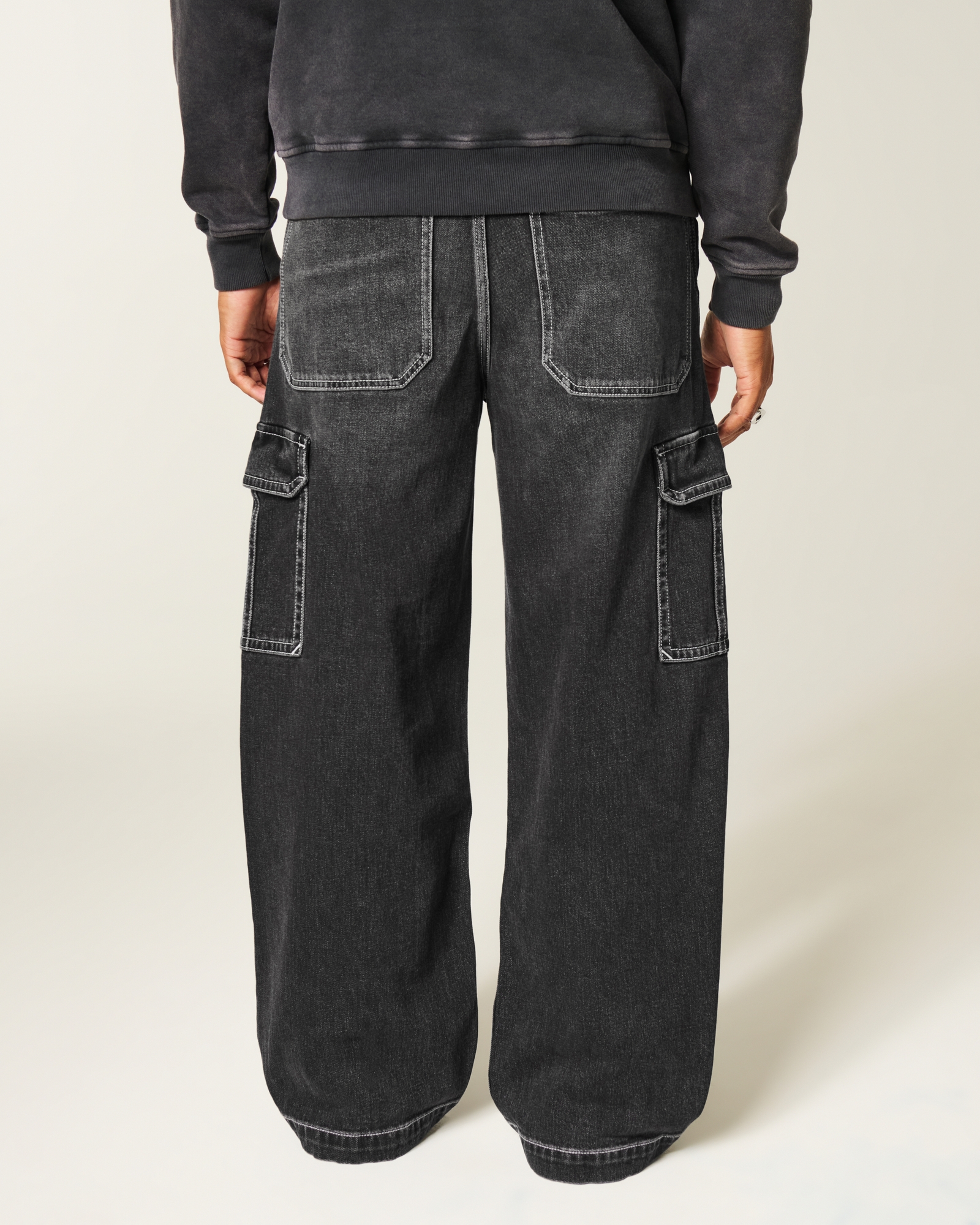 Dark Wash Logo Embroidery Super Baggy Jeans