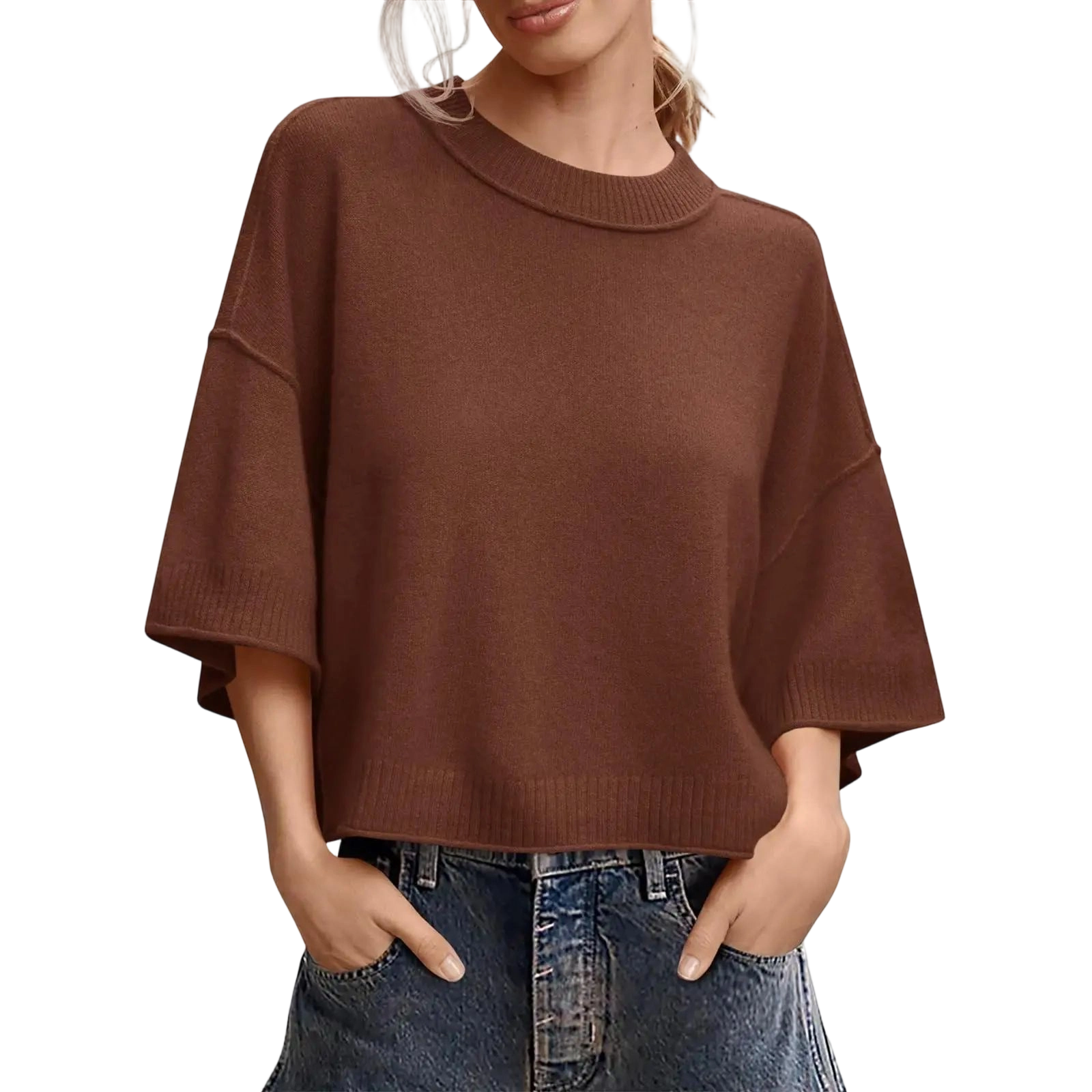 Womens Short Sleeve Sweater Summer Oversized Cropped Sweaters