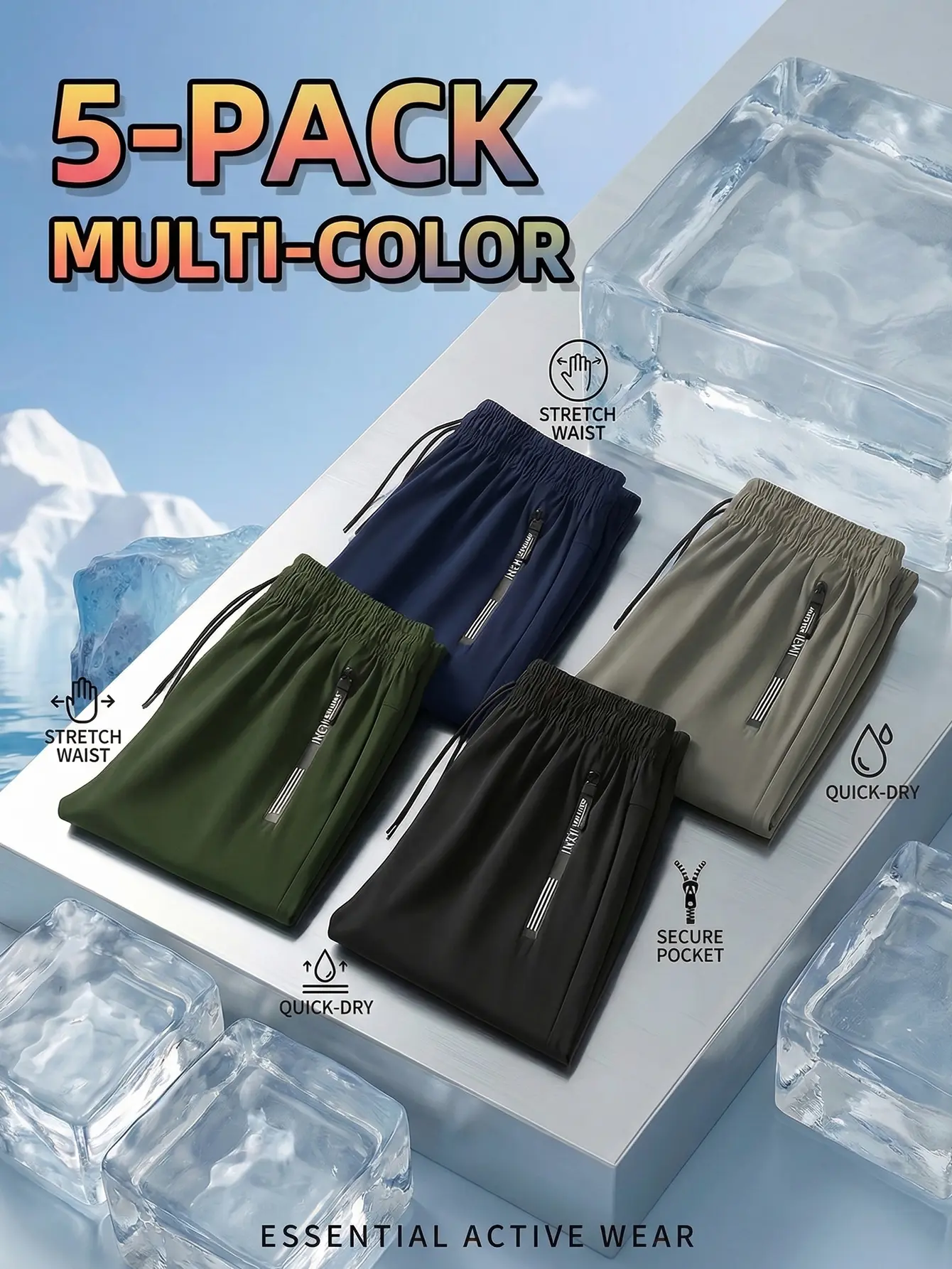 Men's Ice Silk Joggers – Breathable, Medium-Stretch Fabric