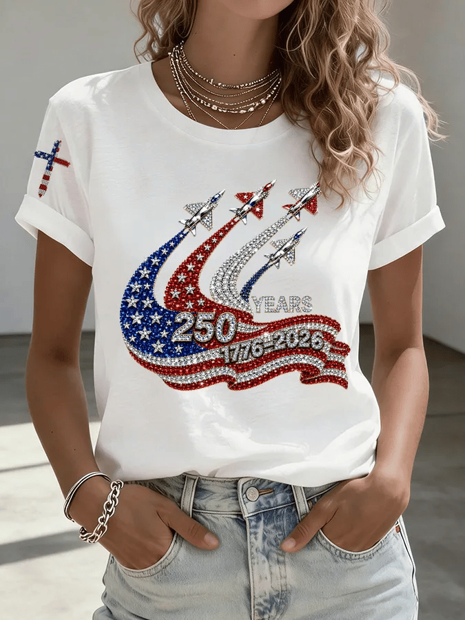 Women's America 250 Years 1776-2026 Print Casual T-shirt