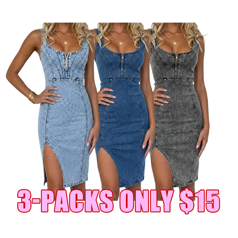 Sleek Sleeveless Denim Bodycon Midi Dress