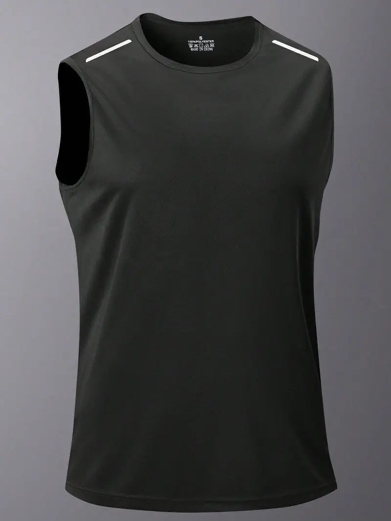 Quick-dry sleeveless sports tank top (with reflective shoulder strips)