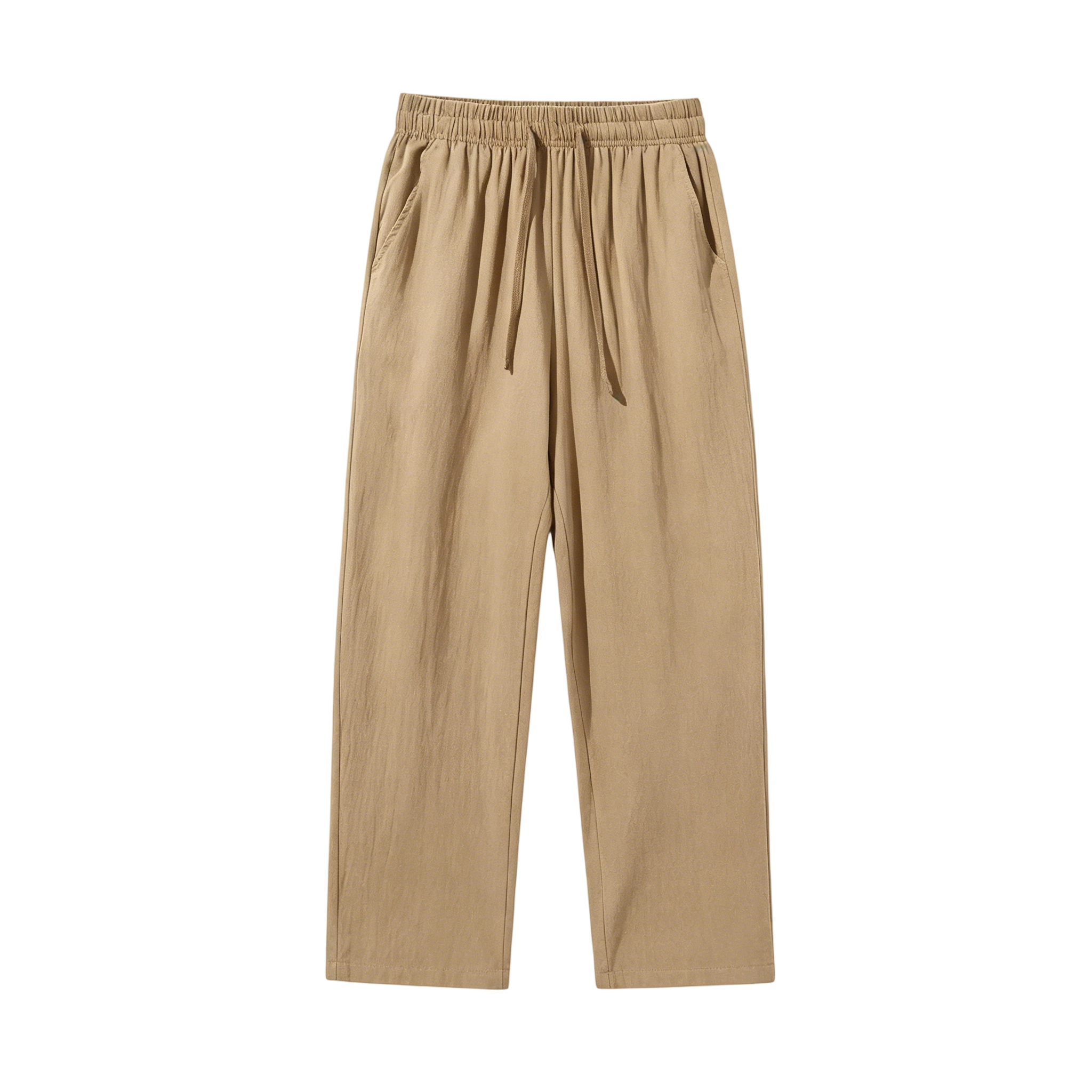 100% Cotton Linen Pants for Men & Women, Summer Casual Elastic Waist Drawstring Wide Leg Breathable Trousers
