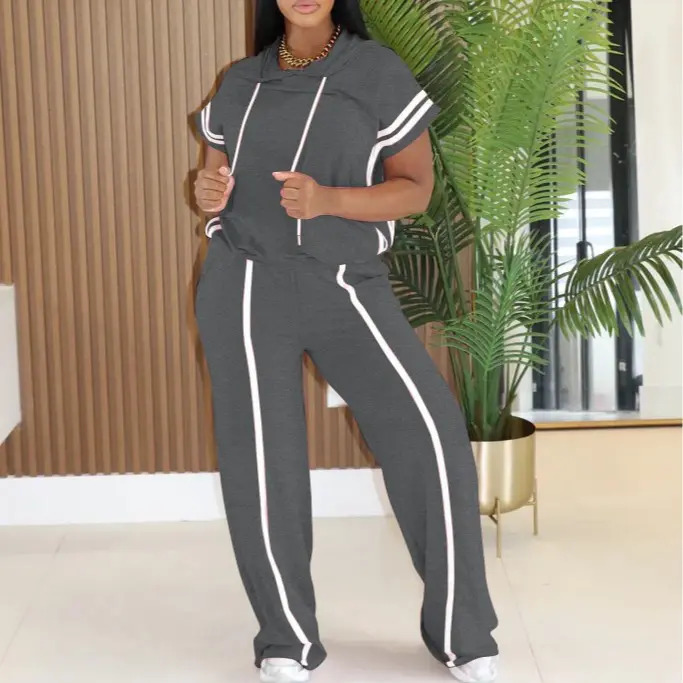 Women's Spring/Summer Hooded Top and Casual Pants Set