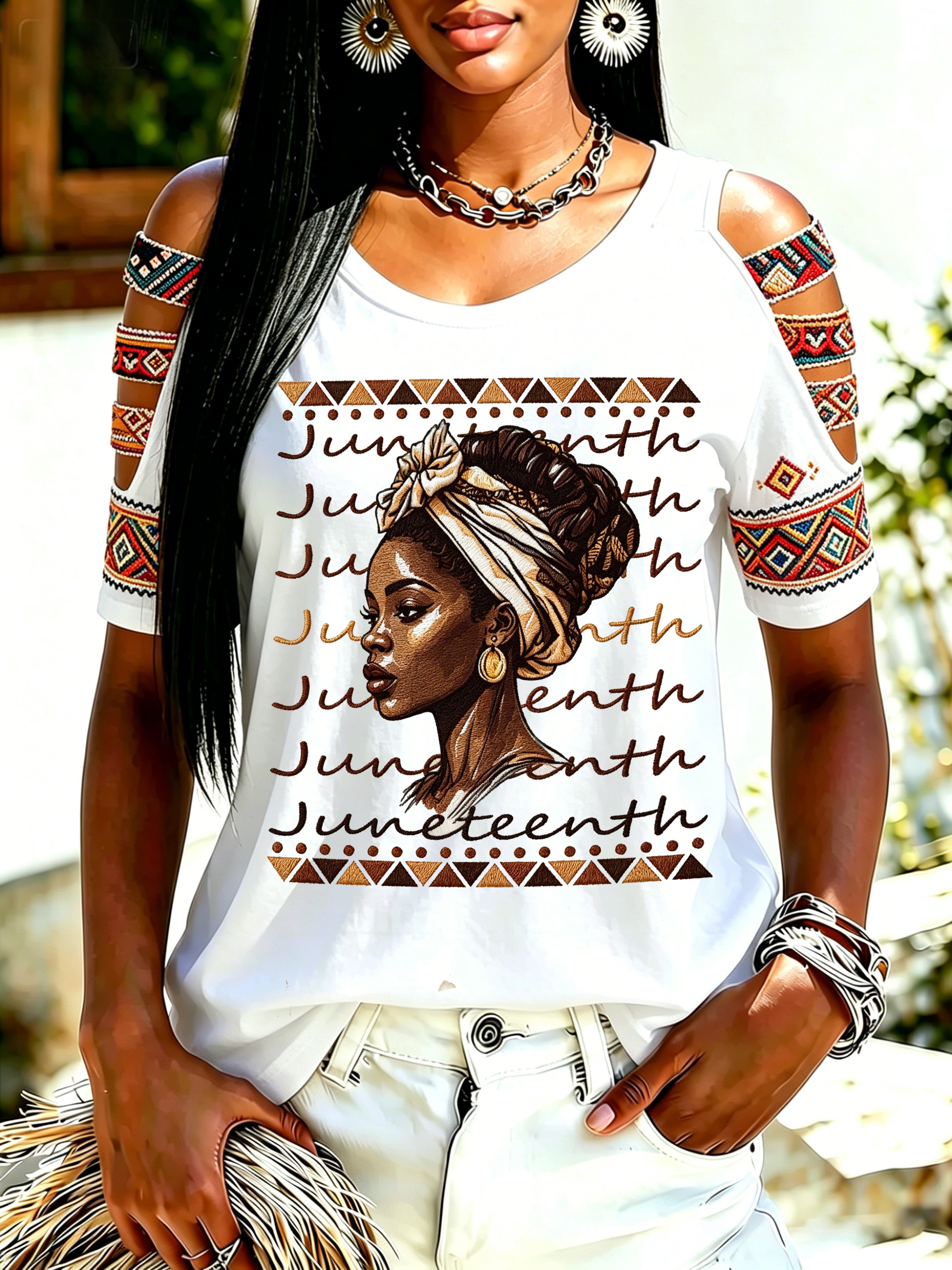 African-American Women's Color-Block Juneteenth Print Top