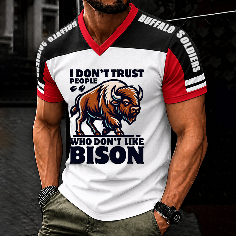 Men's Buffalo Soldier Summer V-Neck T-Shirt