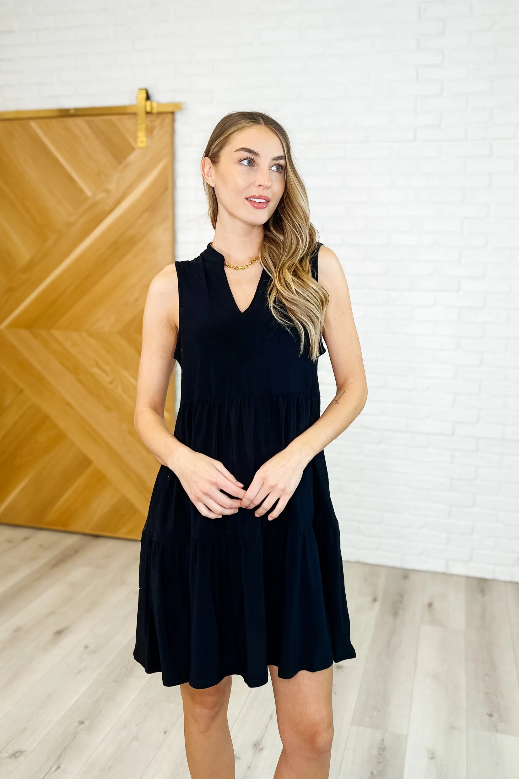 Tiered Tank Dress in Black