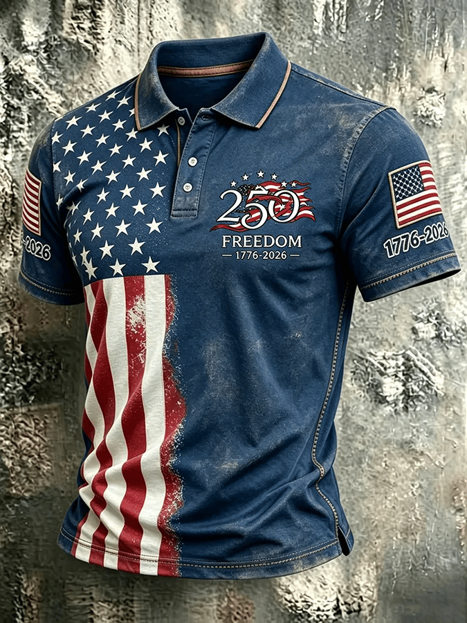 Men's USA 1776-2026 Freedom Printed Polo Shirt