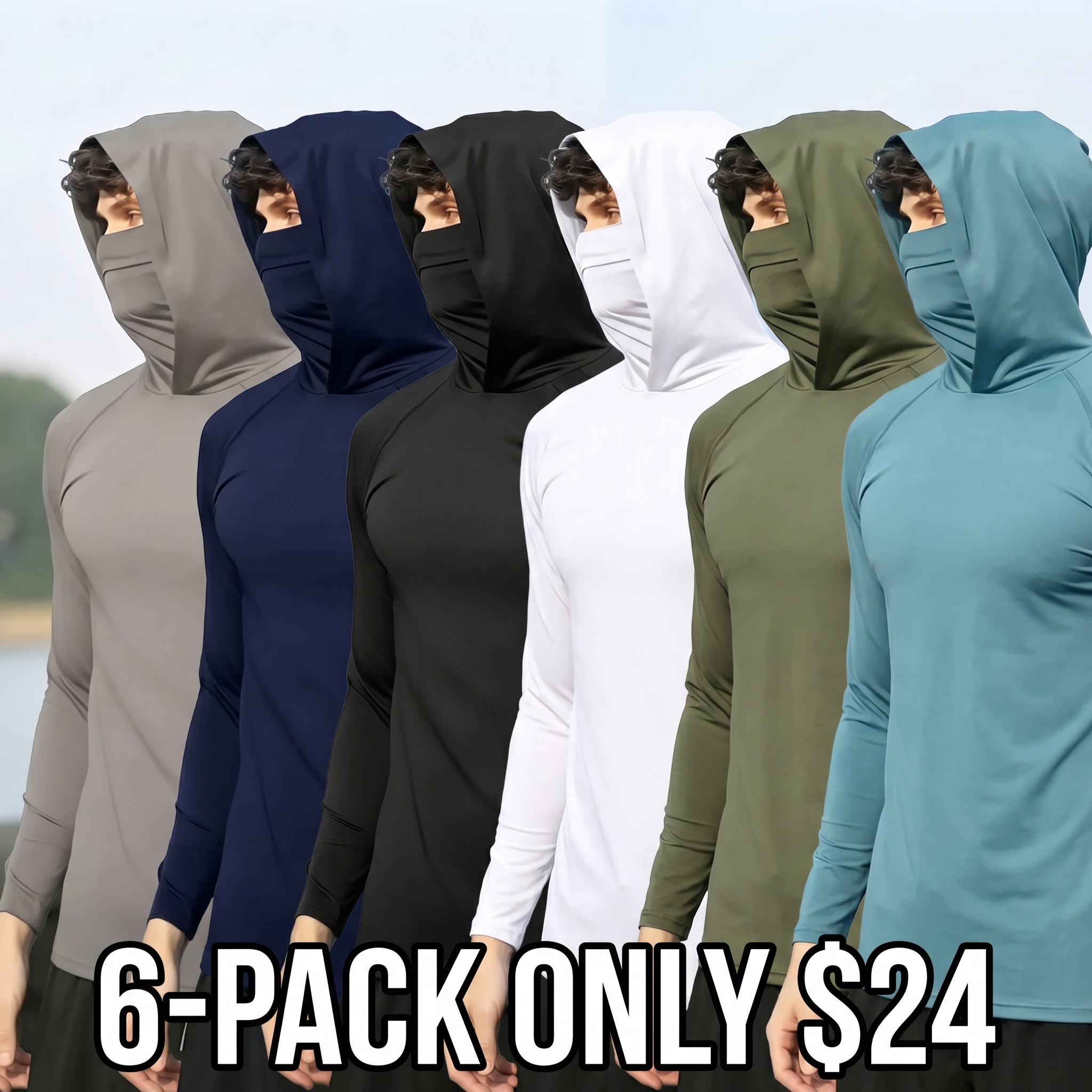 Men's Casual Hooded Pullover — Slim Fit, Long Sleeve, Lightweight & Breathable, with UPF Sun Protection