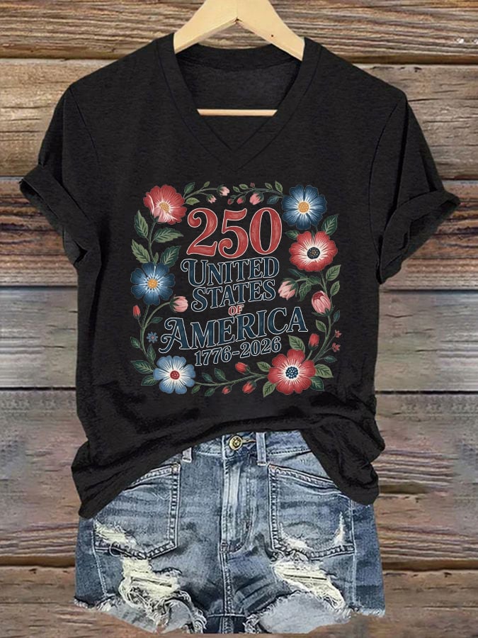 Women's 250th Anniversary American Casual Printed Short-Sleeve T-Shirt