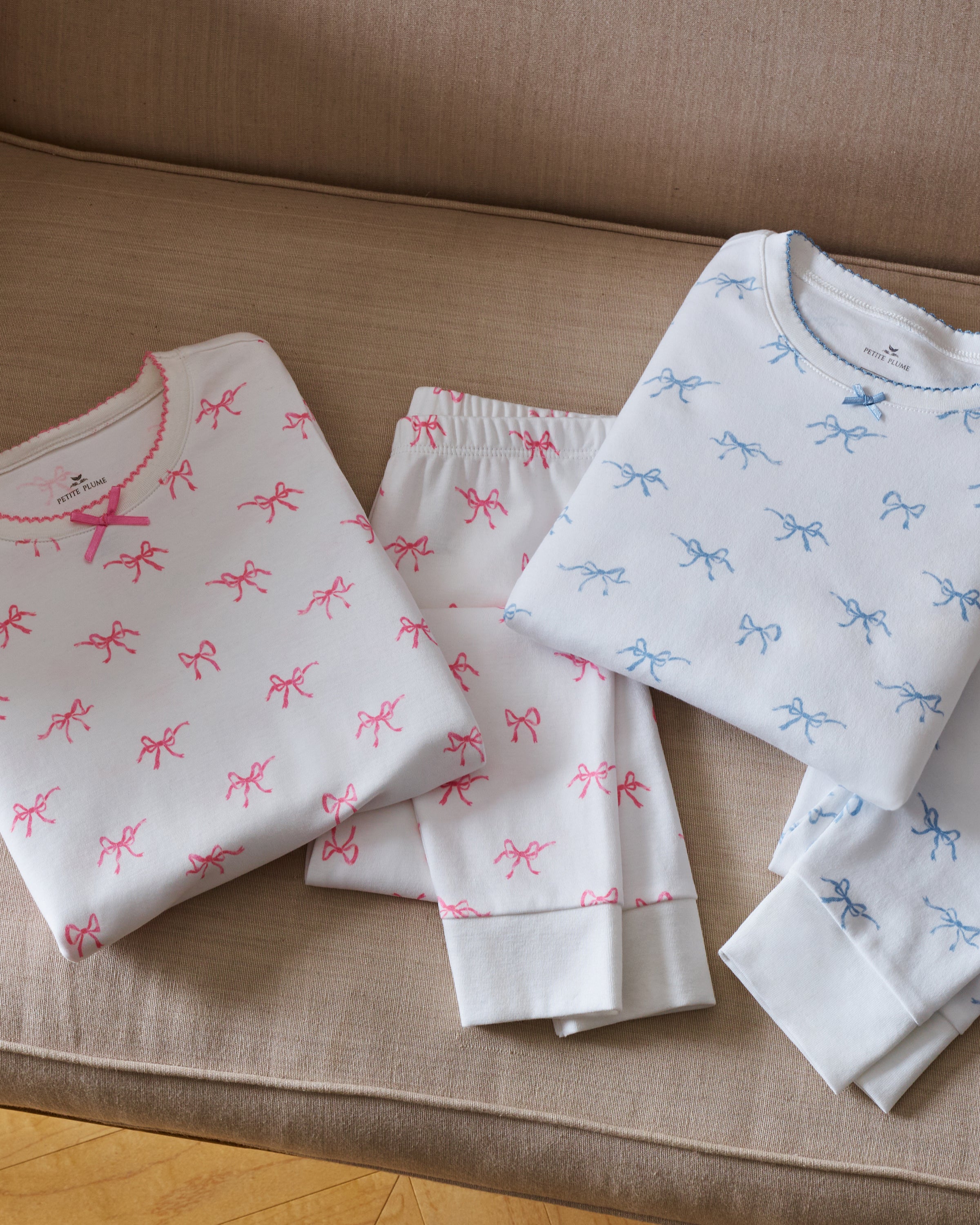 Kid's Pima Snug Fit Pajama Set in Something Blue Bows