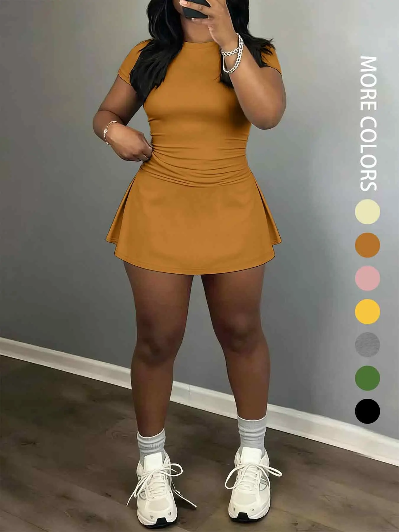 Women's Short Sleeve Casual Sporty Set, 2-Piece Women's Fashionable Daily Wear & Active Lifestyle Clothing, Stretchy Suit Set, Yoga Gym Outfits