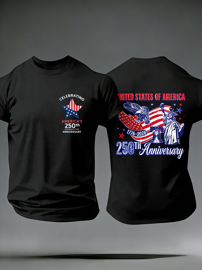 Men'S Casual American Founding Celebration Personalized Printed Round Neck T-Shirt