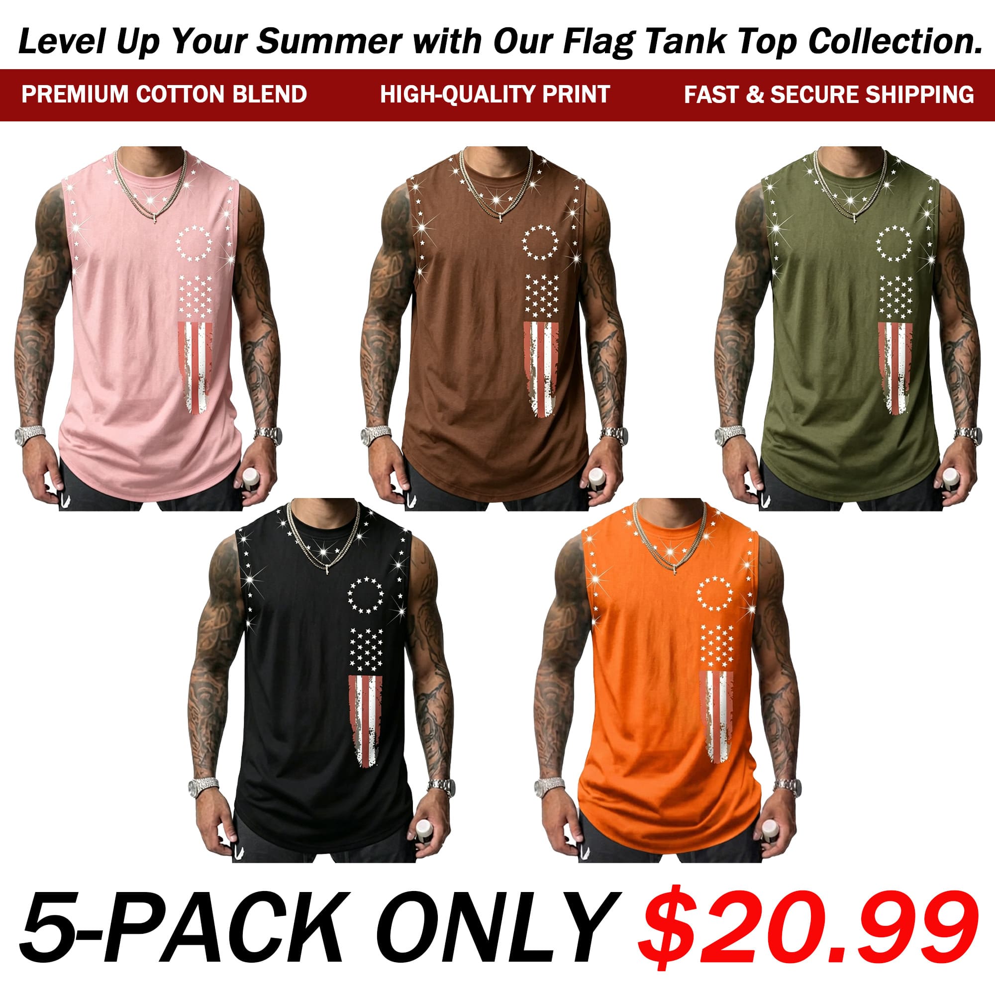 Men's American Flag Graphic Print Tank Top