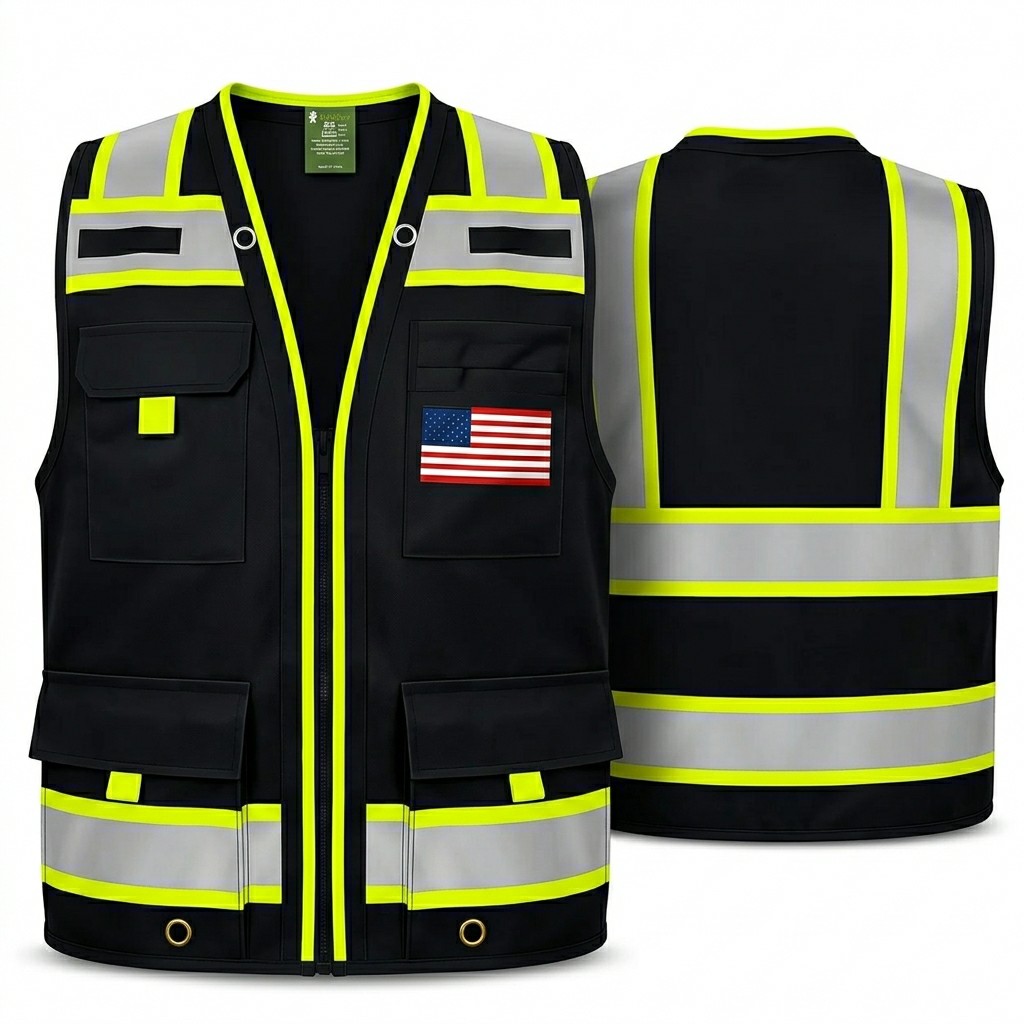 4-Pack Hi-Vis Safety Vest Only $21 | Reflective Mesh Vest with Flag & Utility Pockets