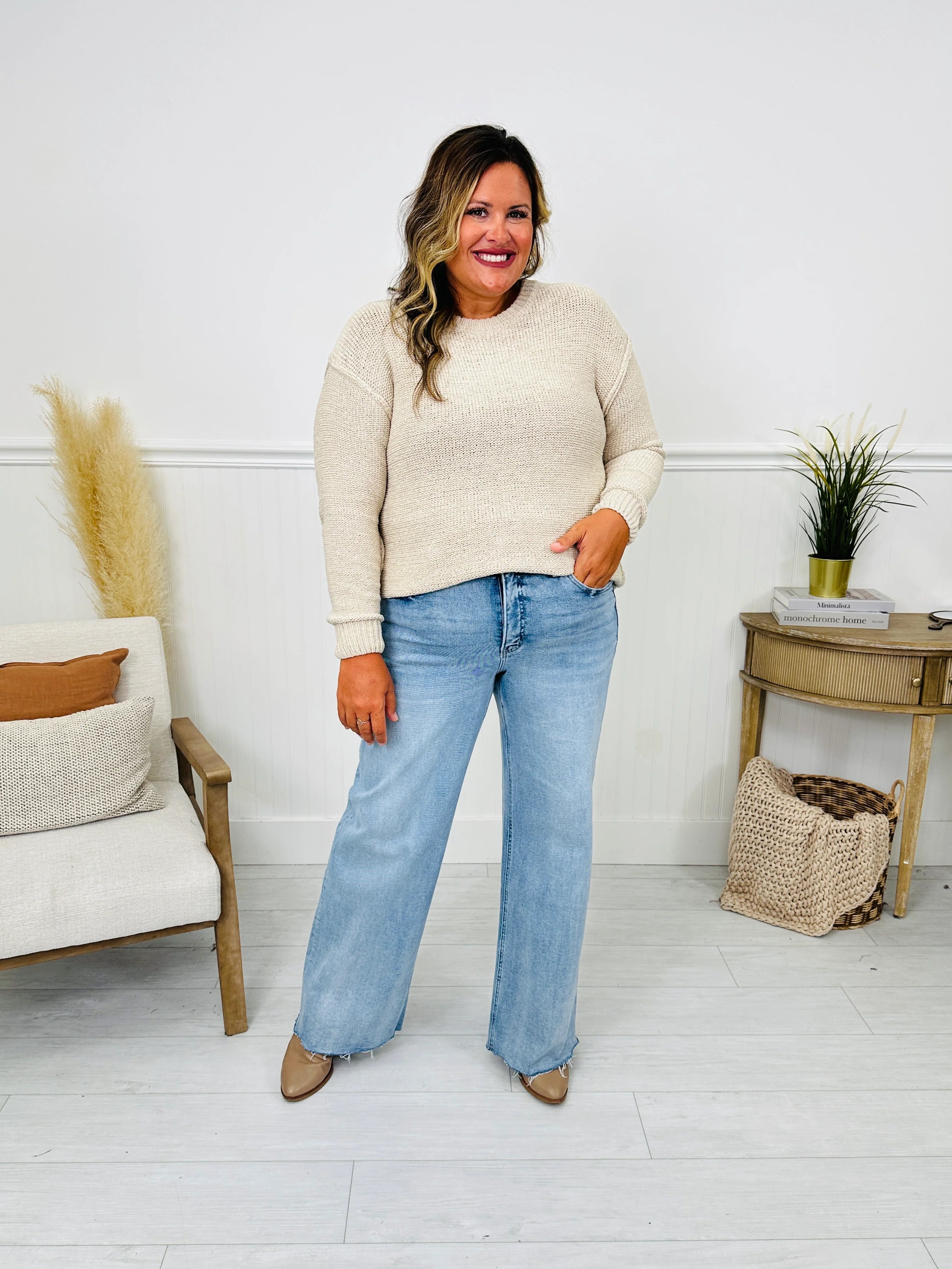 Dream of Me Tummy Control Slim Wide Leg Jeans