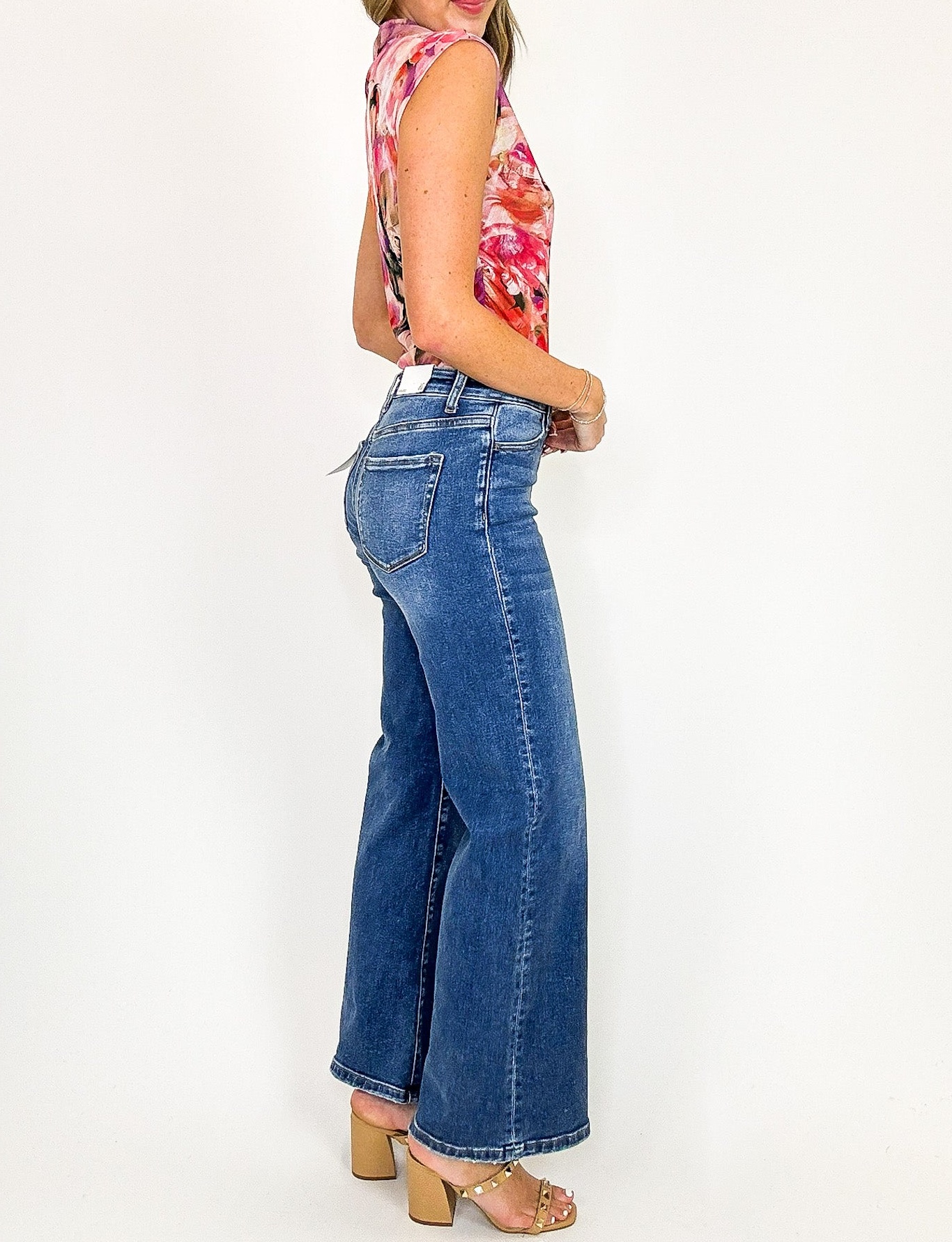 Indigo Ease High Rise Wide Leg Jeans