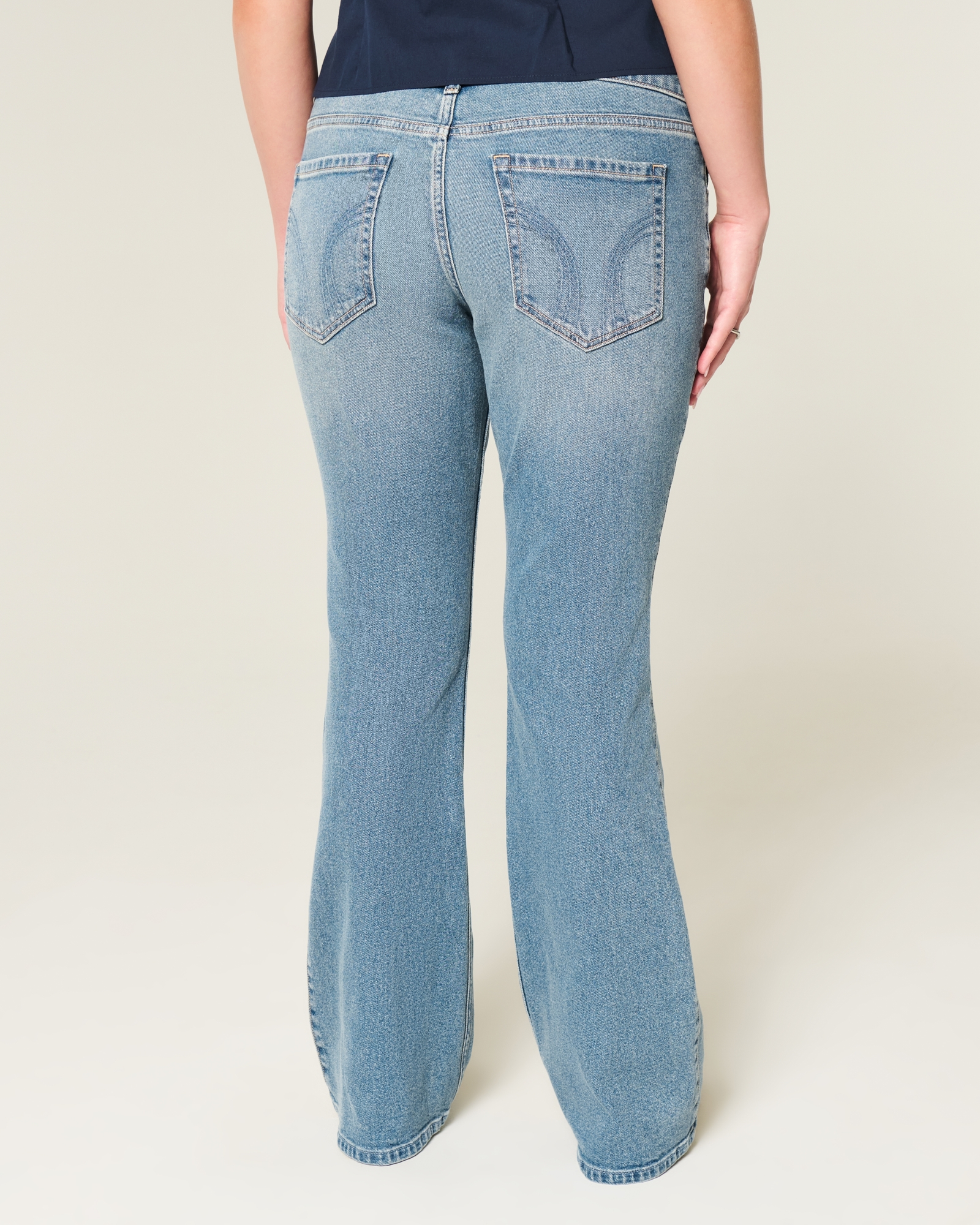 Low-Rise Dark Wash Embroidered Bootcut Jeans