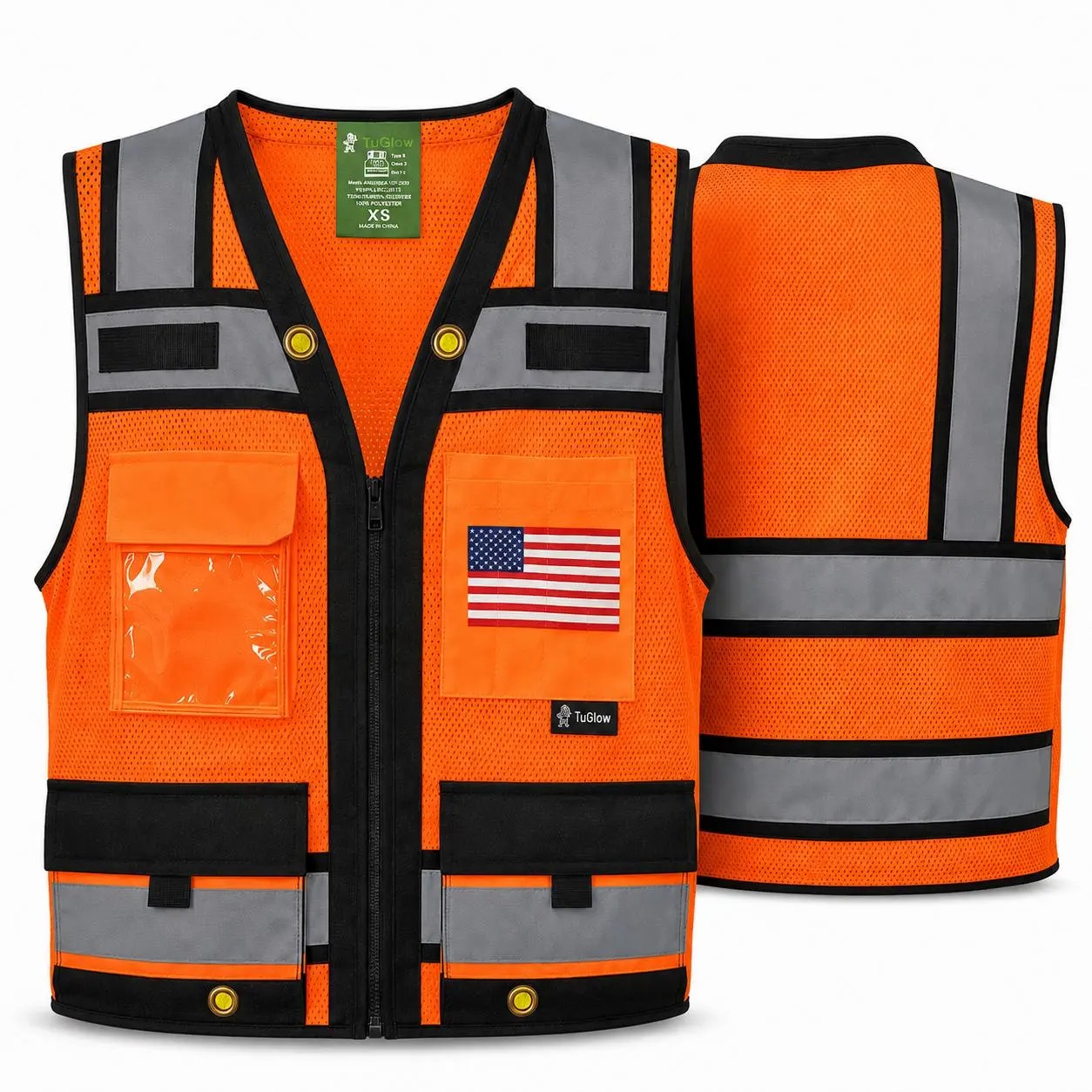 4-Pack Hi-Vis Safety Vest Only $21 | Reflective Mesh Vest with Flag & Utility Pockets