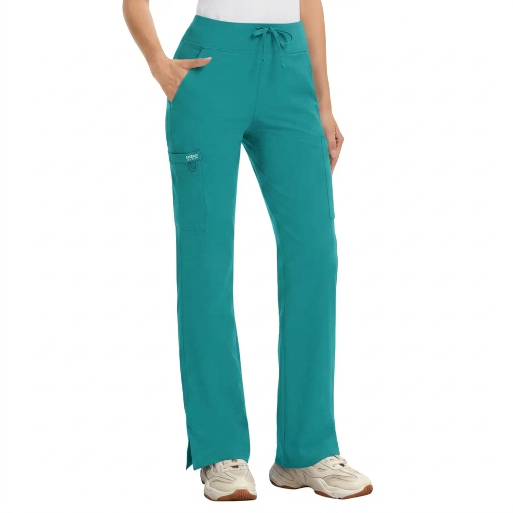 Women's Stretch Scrub Set - V-Neck Top & High Rise Yoga Waist Pants with Pockets
