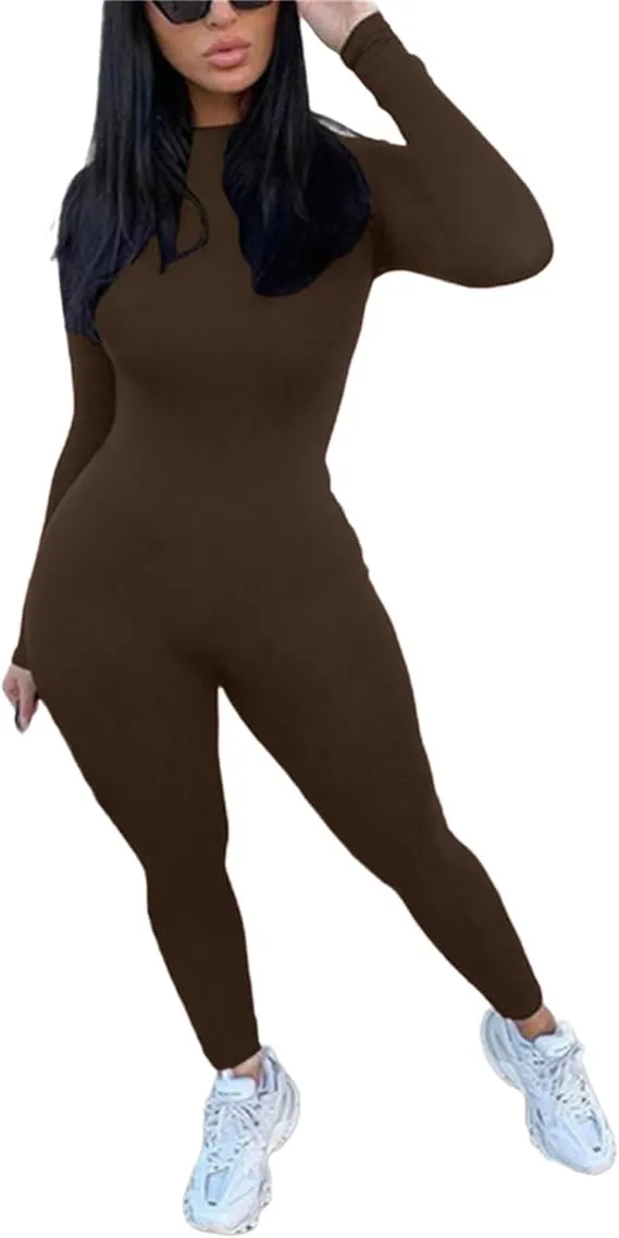 Women's Solid Round Neck Skinny Jumpsuit