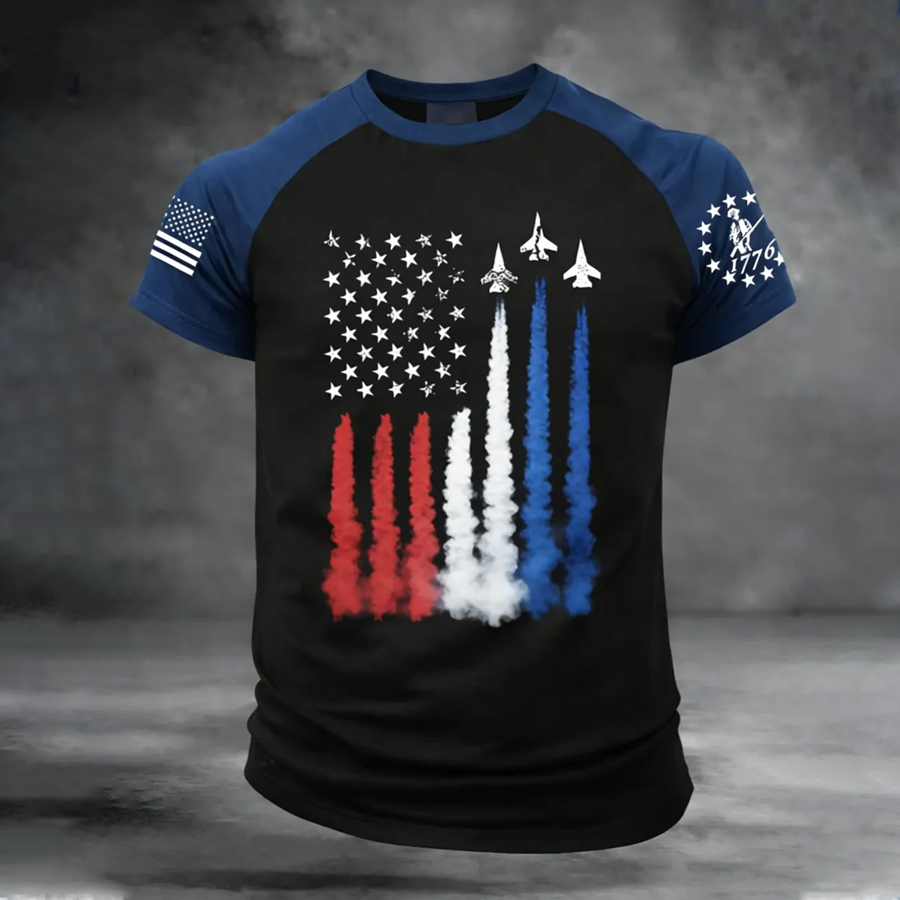 Men'S Flag Patterned Short Sleeved T-Shirt