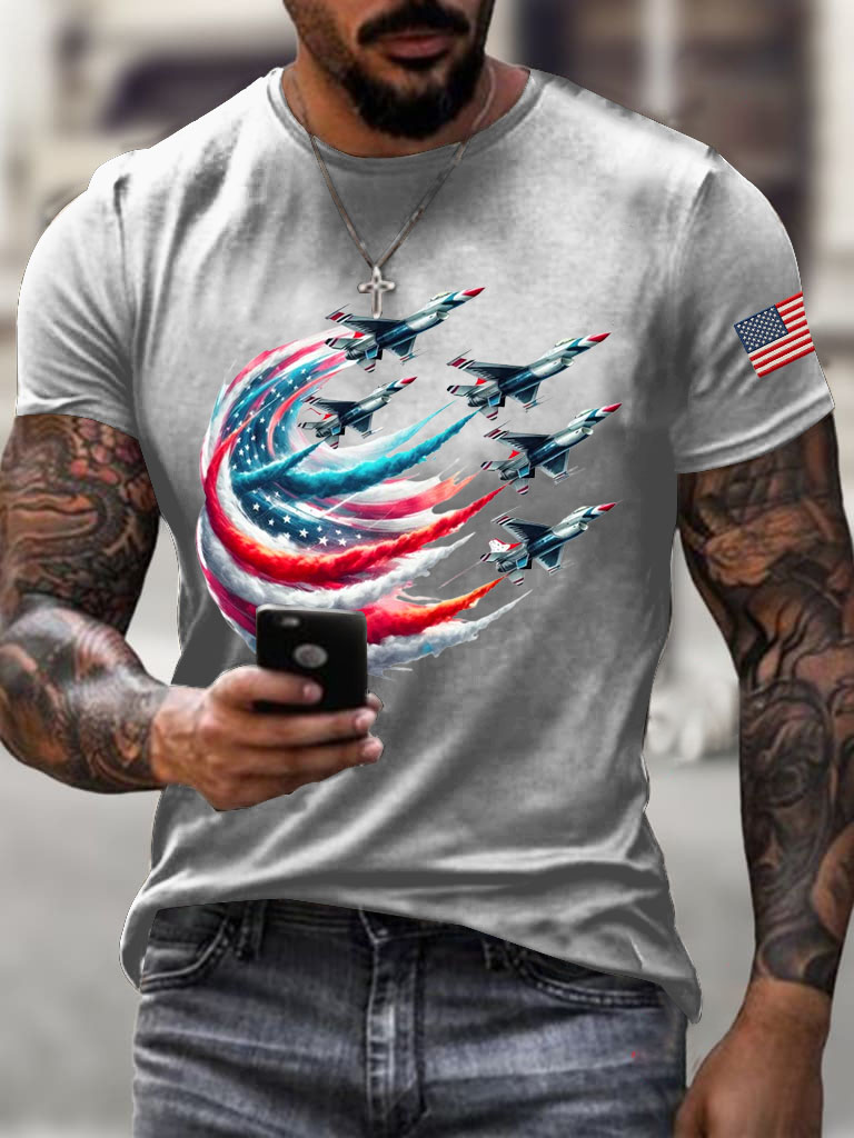 Men'S American Flag Jet Fighter T-Shirt