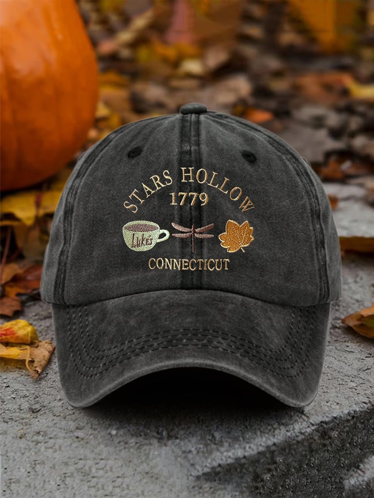 🔥HOT SALE🔥Retro Fall Stars Hollow 1779 Connecticut Luke’s Coffee Cup Dragonfly Maple Leaf Print Baseball Cap