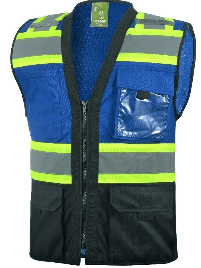 Superintendent Vest, High Visibility Reflective Safety, Mesh Safety Vest with Zipper and Multi pockets AMERICAN SIZE