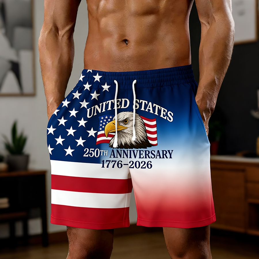 Men's 250th Anniversary Bald Eagle American Flag Gradient Shorts