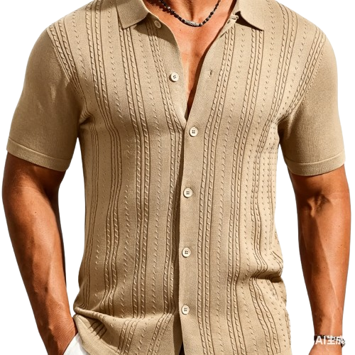 Men's Knitted Polo Shirt — Summer Beach & Vacation Top