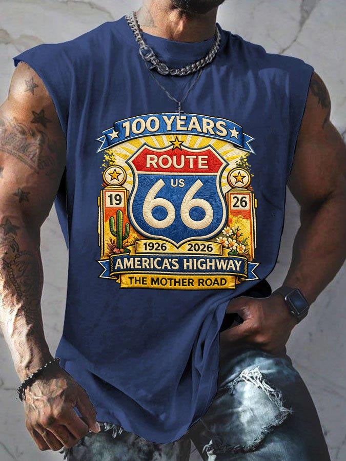 Men's Route 66 Centennial Mother Road Printed Casual T-shirt